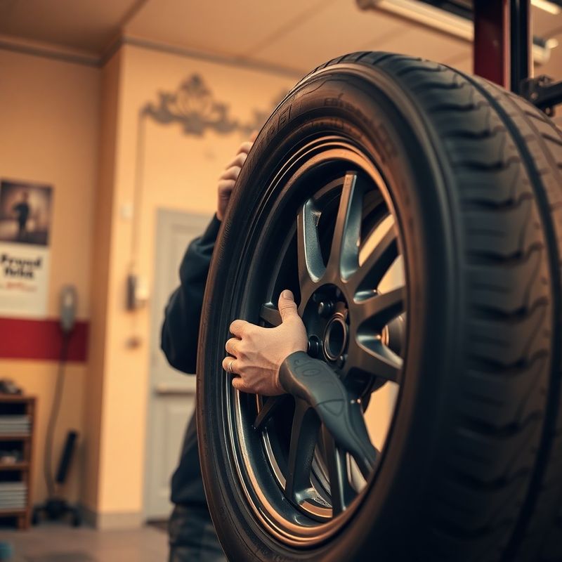 Technik montuje pneumatiku v dílně Český Dílna